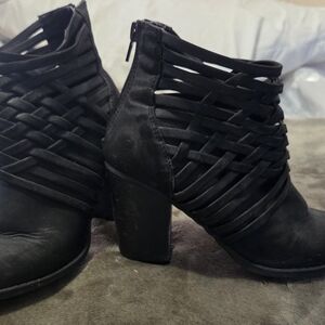 Black Strappy Heeled Boots
